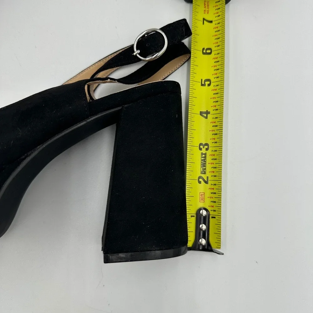 JustFab Hadley Black Platform Block Heeled Sandals Sz 8 NIB Bratz Style Peep Toe